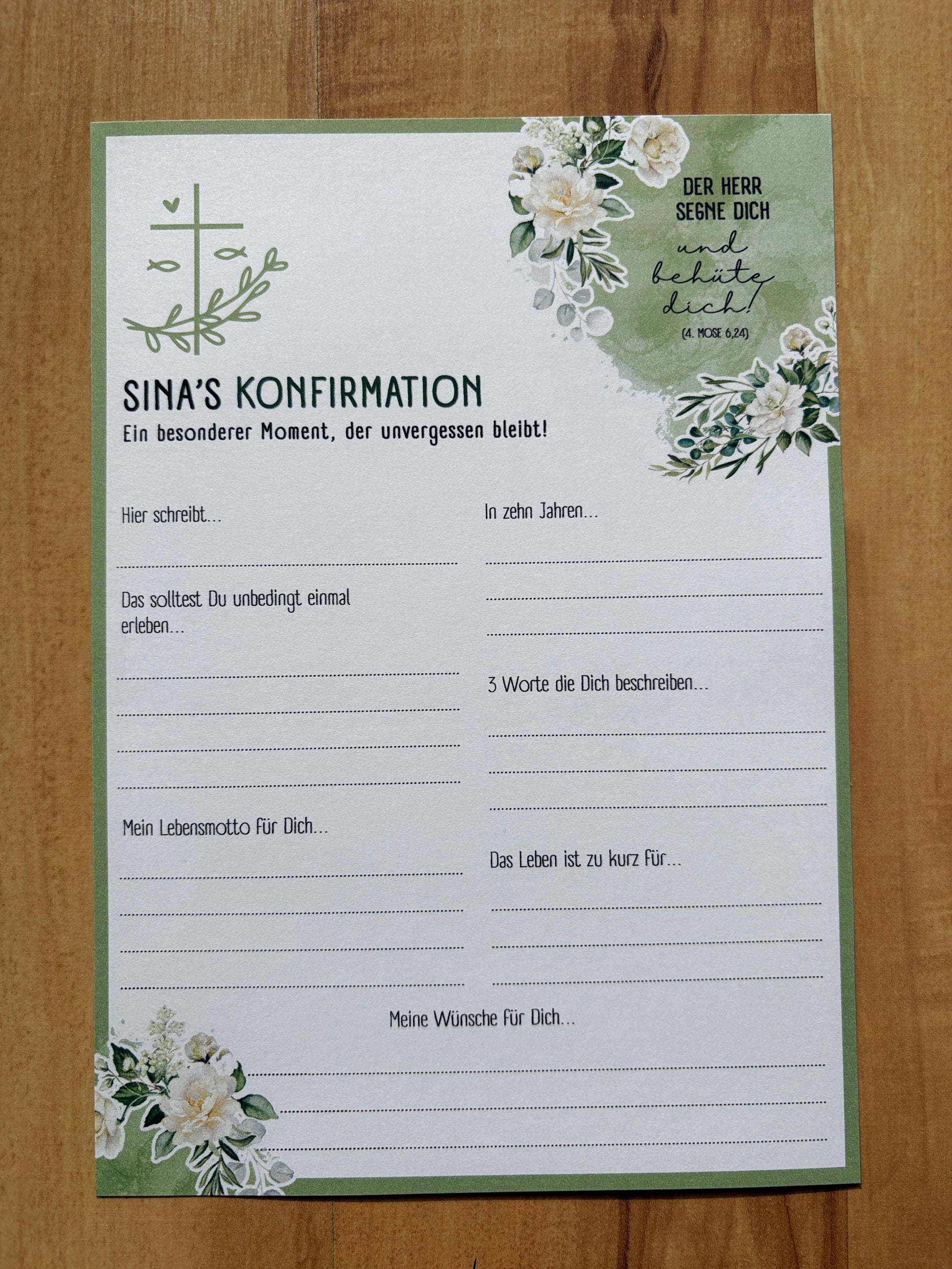 Personalisierte Gästebuchkarten für Konfirmation, Kommunion, Taufe & Jugendweihe - MundS Design Shop