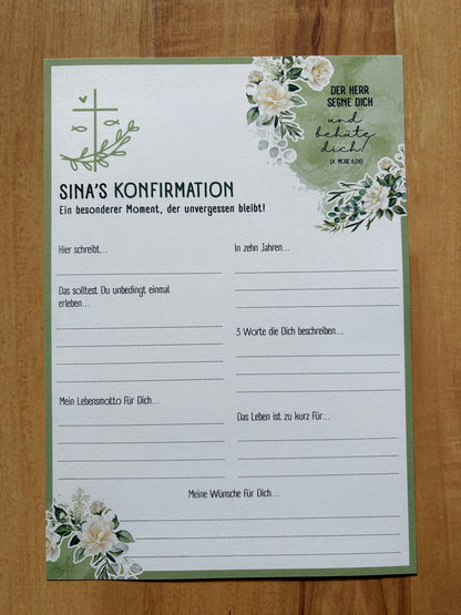 Personalisierte Gästebuchkarten für Konfirmation, Kommunion, Taufe & Jugendweihe - MundS Design Shop