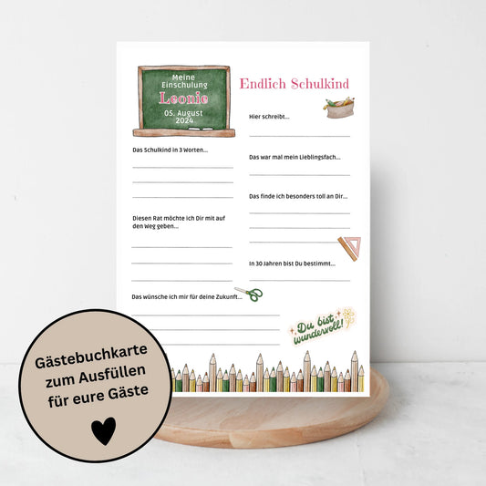 Gästebuchkarten für die Einschulung als Andenken / Erinnerungen - A5 - MundS Design Shop