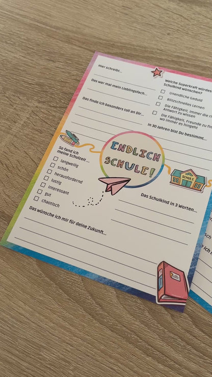 Gästebuchkarten für die Einschulung als Andenken / Erinnerungen