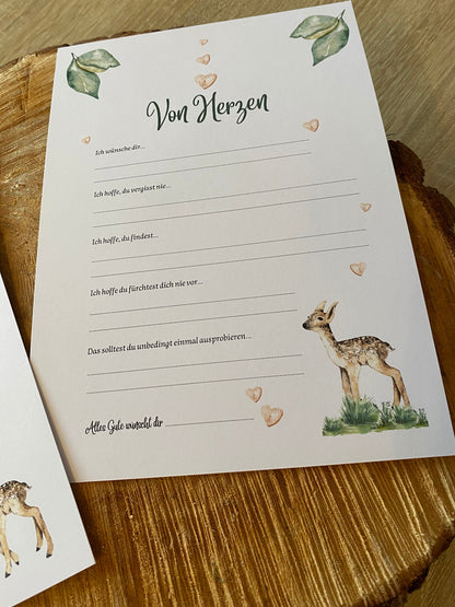 Tippkarten für Babyparty | Motiv Rehe - MundS Design Shop