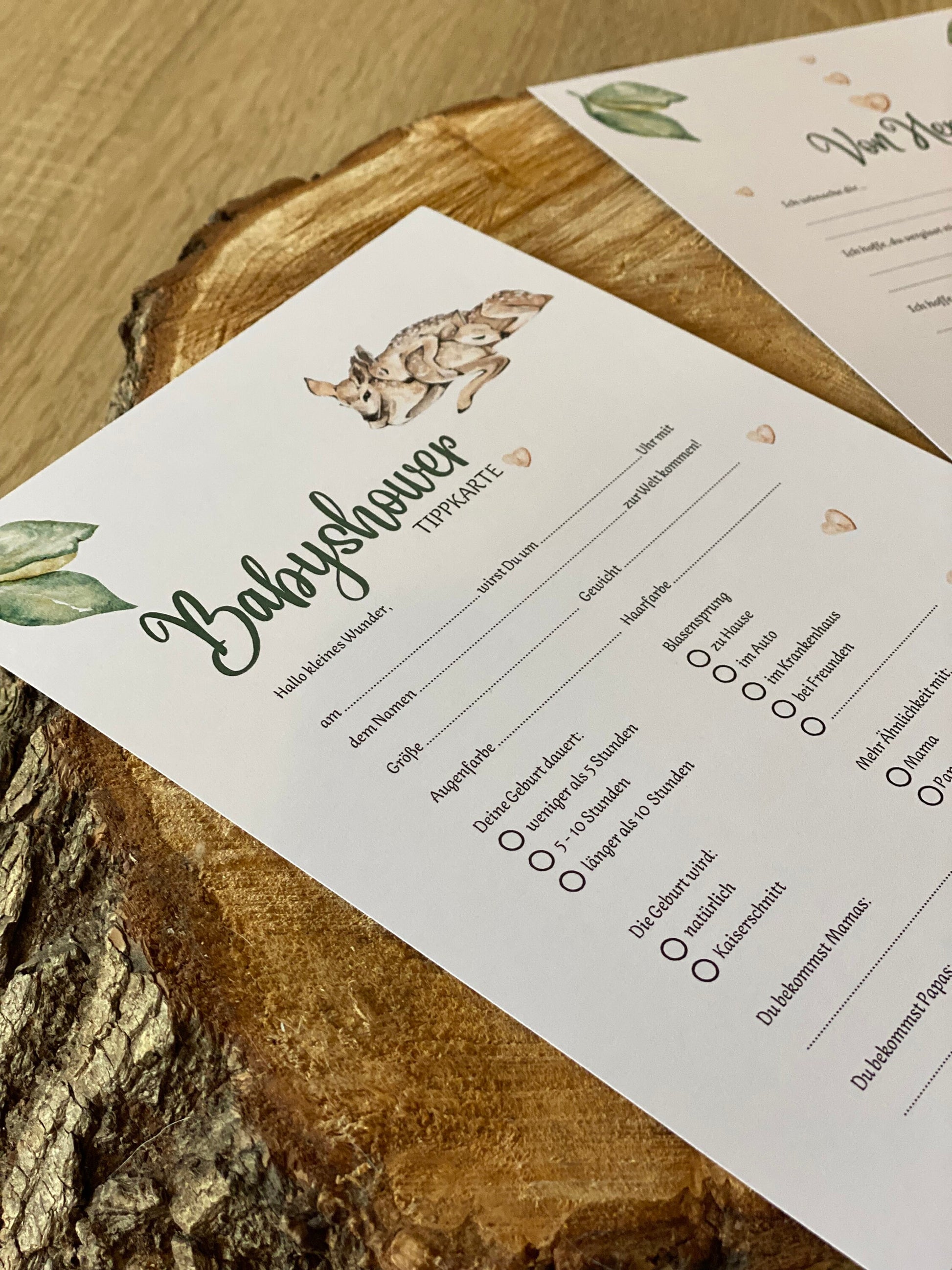 Tippkarten für Babyparty | Motiv Rehe - MundS Design Shop