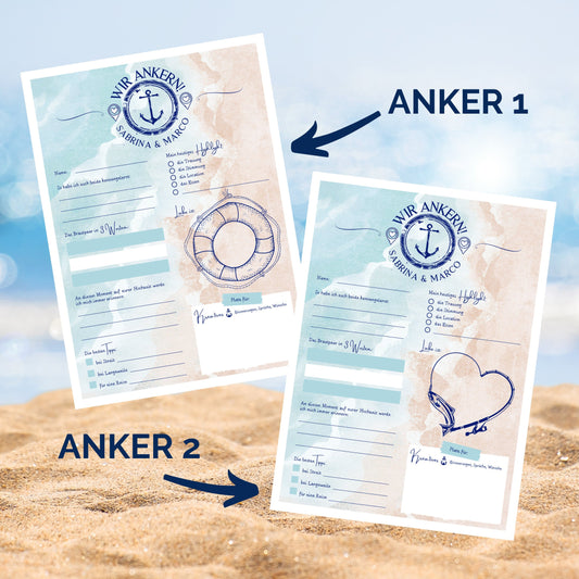 Gästebuchkarten Maritim als Gästebuchalternative für die Hochzeit - MundS Design Shop