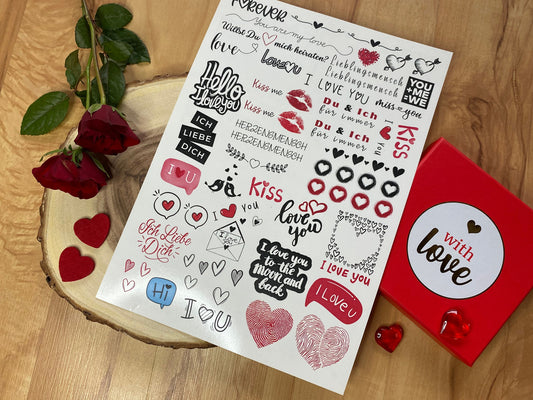 Kerzen Tattoofolie Valentinstag | Verliebte | Verlobung | Heiratsantrag - DIN A4, Laserdruck, Folie zum Selbstbekleben, - MundS Design Shop