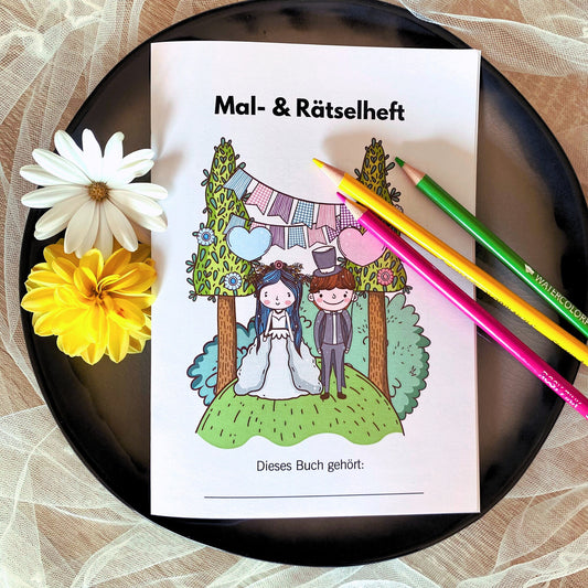 Kinder Mal- und Rätselheft für die Hochzeit | Gastgeschenk für Kinder zur Hochzeit - MundS Design Shop