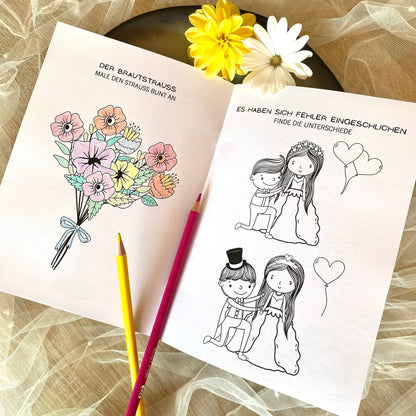 Kinder Mal- und Rätselheft für die Hochzeit | Gastgeschenk für Kinder zur Hochzeit - MundS Design Shop