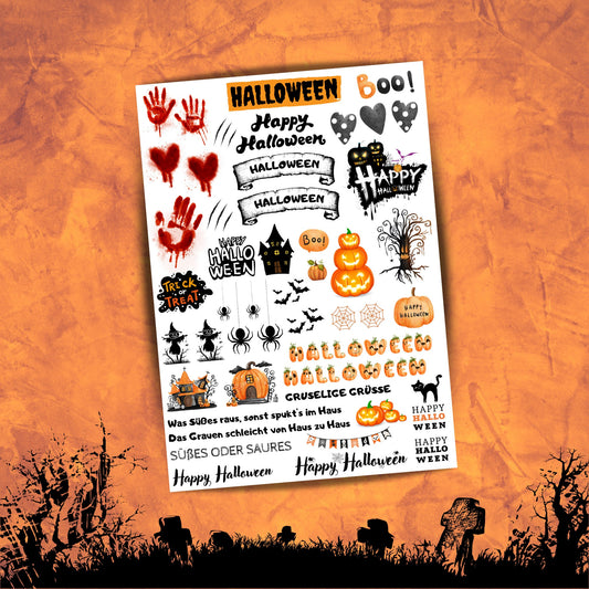 Halloween Kerzentattoo, Kerzenfolie, Kerzendeko, Halloweendekoration - Sticker - - MundS Design Shop