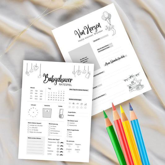 Tippkarten für Babyparty | Motiv zum Ausmalen - MundS Design Shop