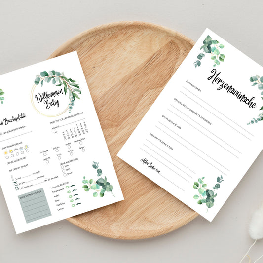 Tippkarten für Babyparty | Motiv Eukalyptus - MundS Design Shop