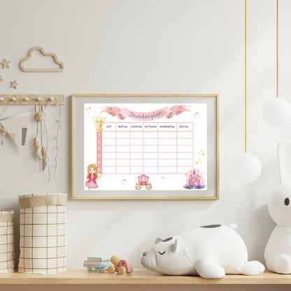 Stundenplan "Prinzessin" für Mädchen für die Grundschule/Einschulung zum selber Ausdrucken - MundS Design Shop