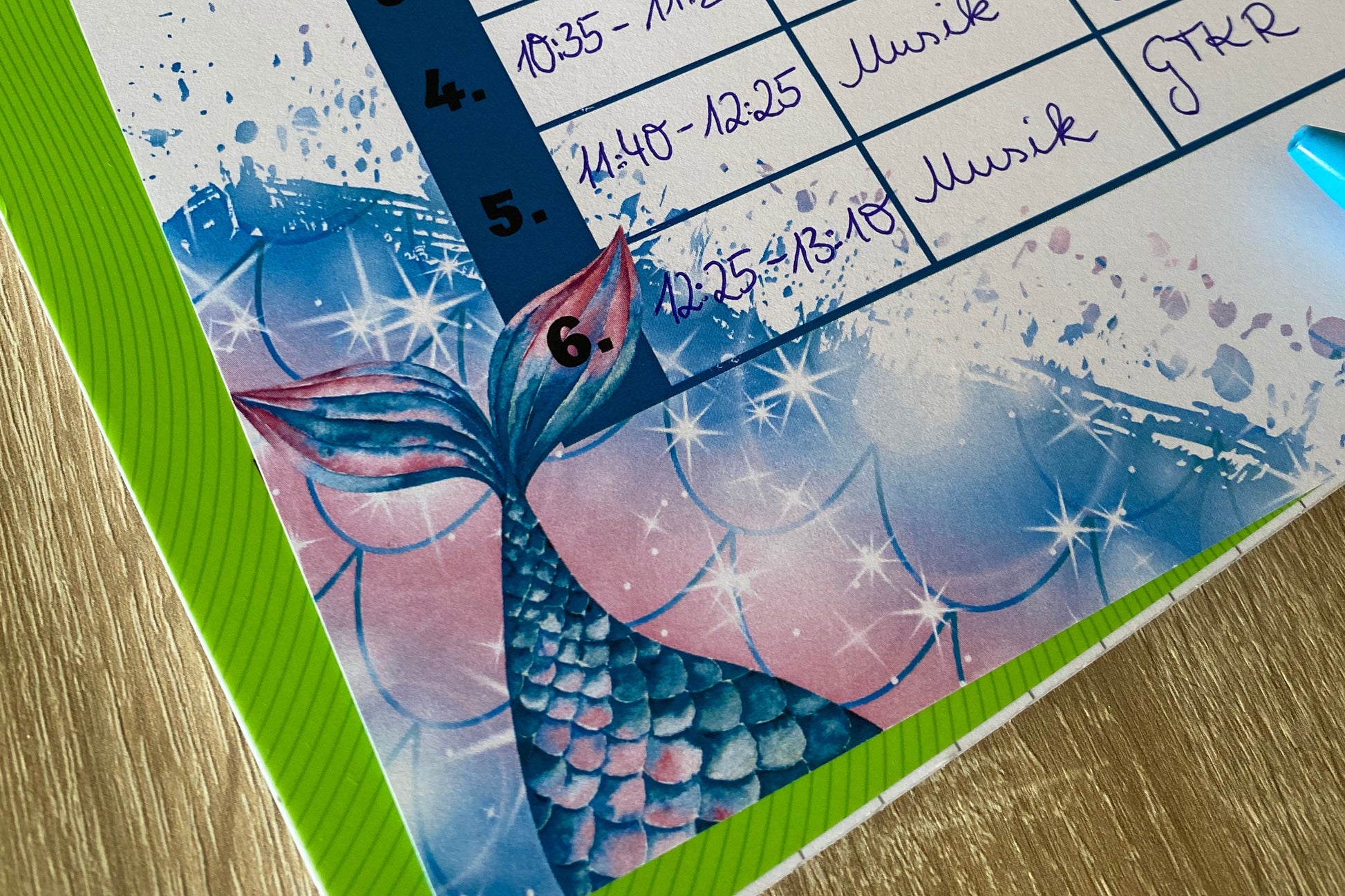 Stundenplan "Meerjungfrau/Mermaid" für Mädchen für die Grundschule/Einschulung zum selber Ausdrucken - MundS Design Shop