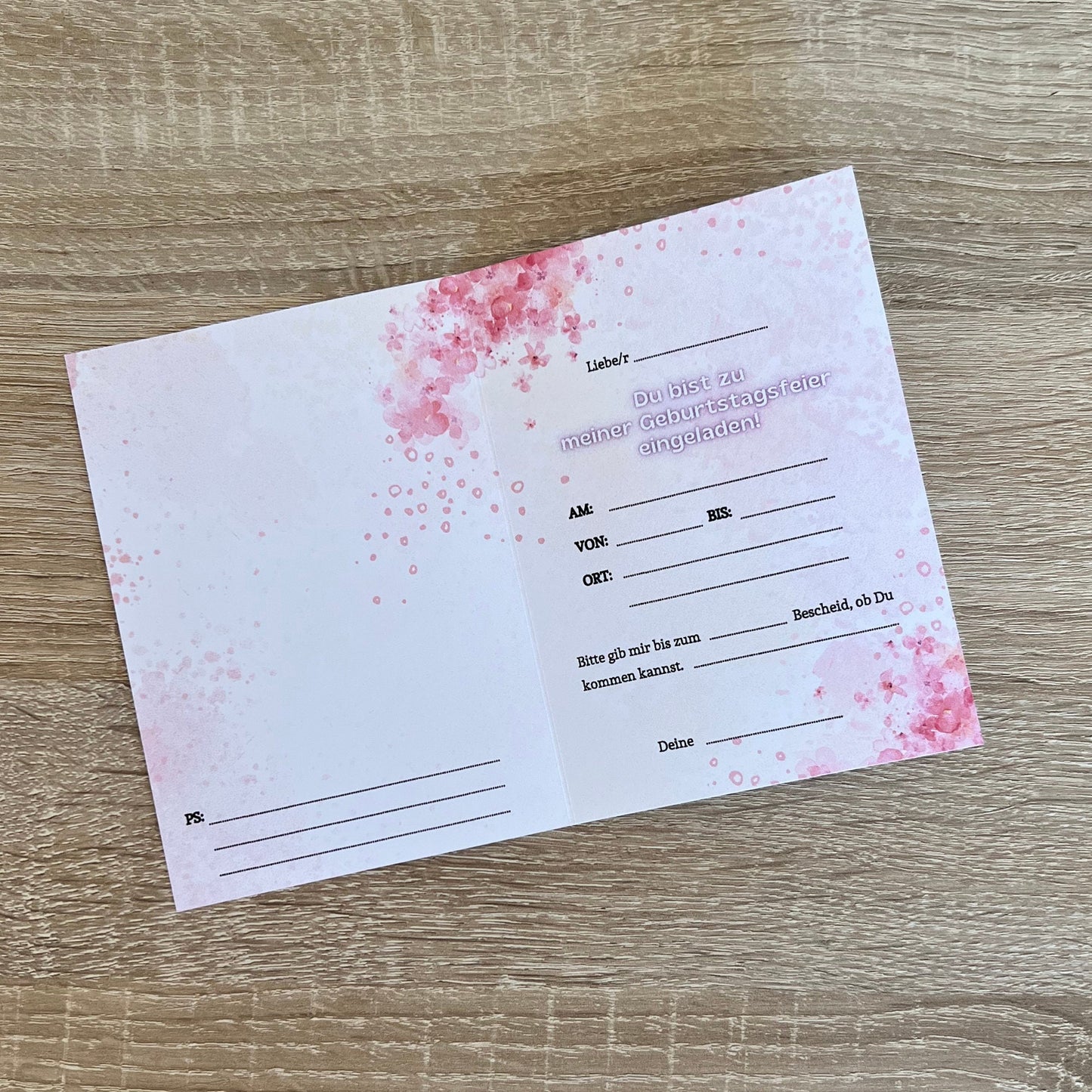 Einladungskarte als Klappkarte für Kindergeburtstag | Motiv Ballerina mit Luftballons - MundS Design Shop