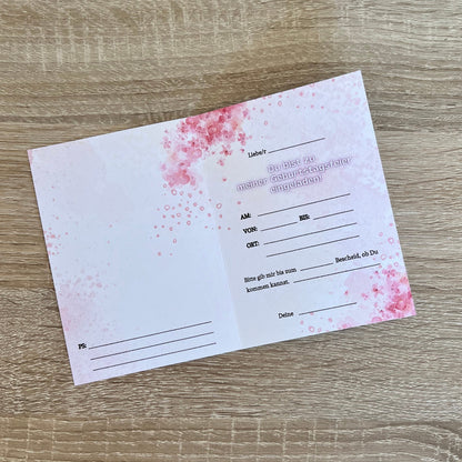 Einladungskarte als Klappkarte für Kindergeburtstag | Motiv Ballerina mit Luftballons - MundS Design Shop