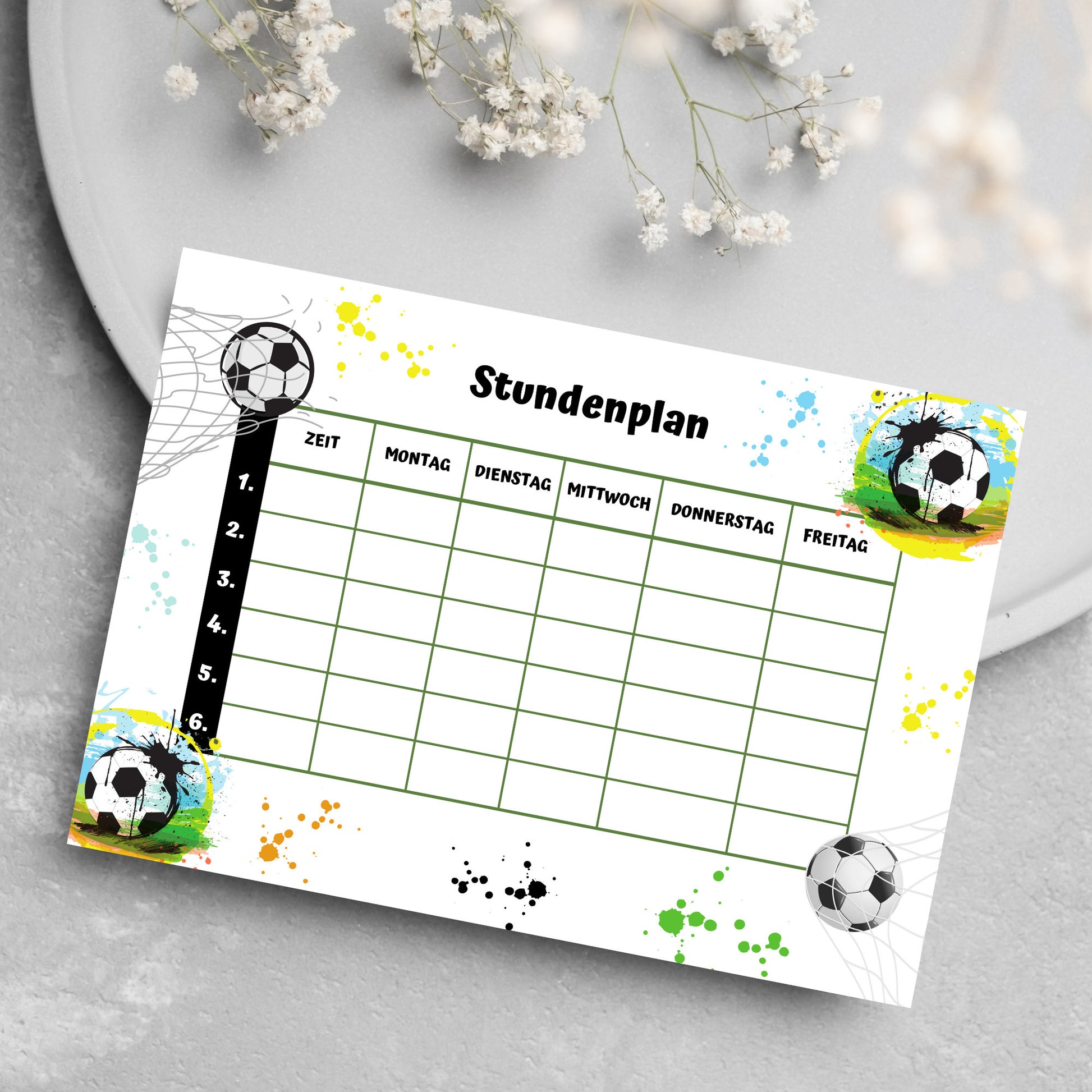 Stundenplan "Fussball" für die Grundschule/Einschulung zum selber Ausdrucken - MundS Design Shop