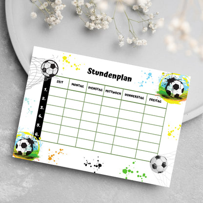 Stundenplan "Fussball" für die Grundschule/Einschulung zum selber Ausdrucken - MundS Design Shop