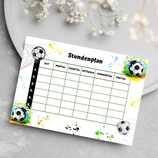 Stundenplan "Fussball" für die Grundschule/Einschulung zum selber Ausdrucken - MundS Design Shop