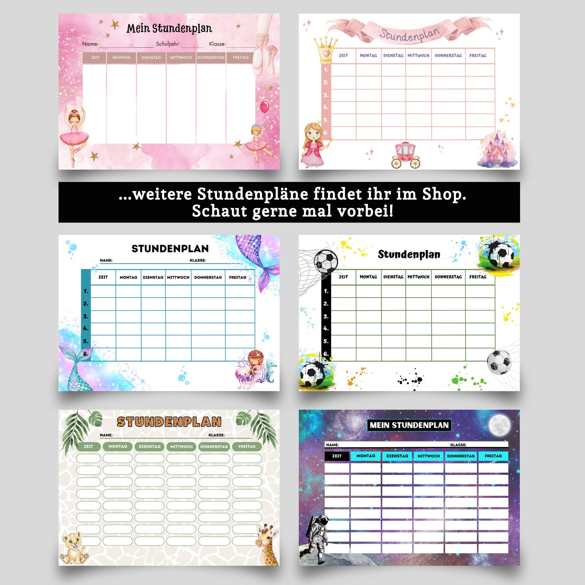 Stundenplan "Pferde/Pony" für Mädchen für die Grundschule/Einschulung zum selber Ausdrucken - MundS Design Shop