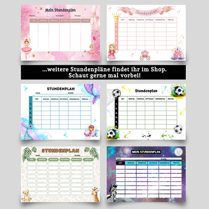 Stundenplan "Pferde/Pony" für Mädchen für die Grundschule/Einschulung zum selber Ausdrucken - MundS Design Shop