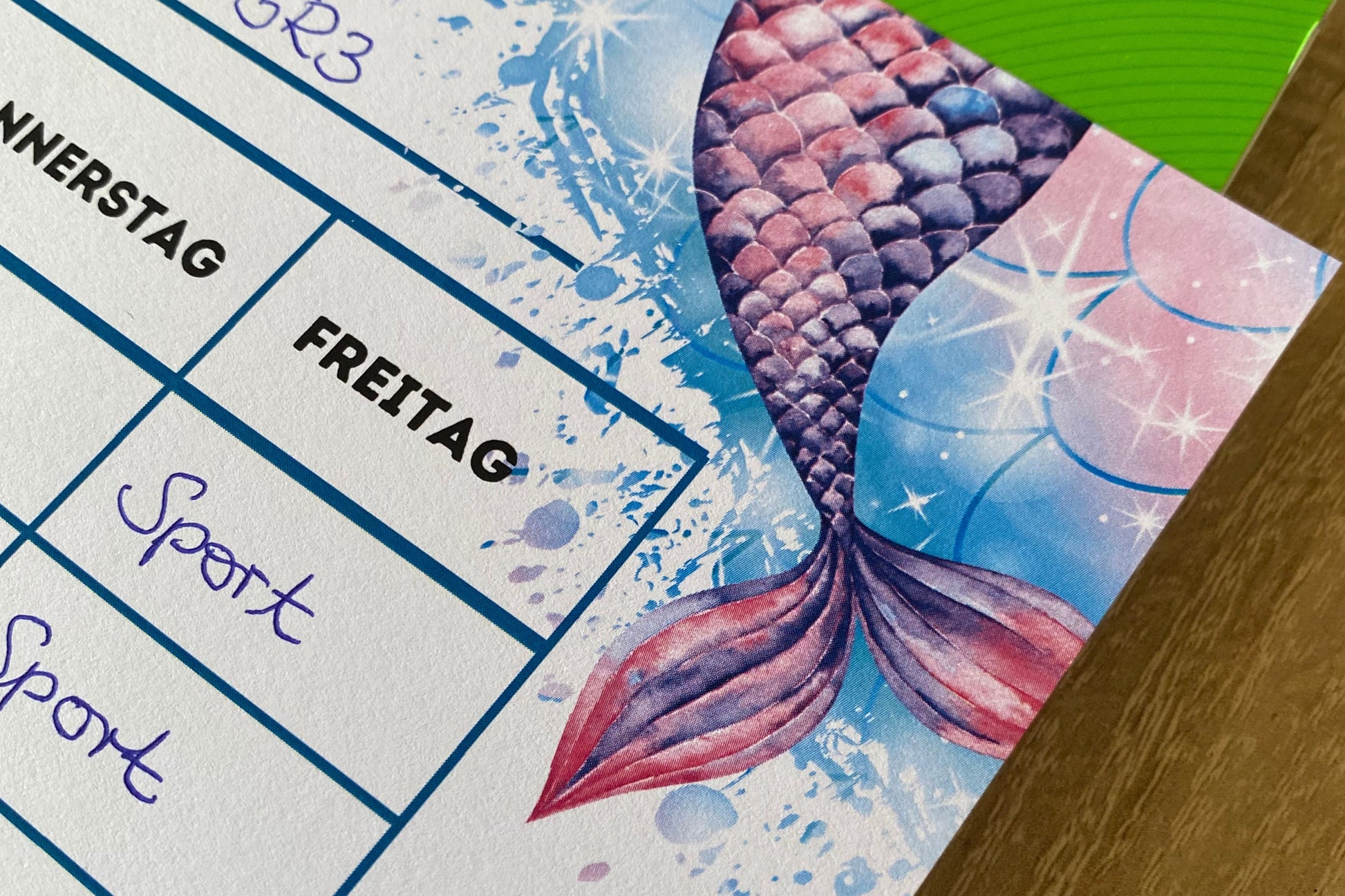 Stundenplan "Meerjungfrau/Mermaid" für Mädchen für die Grundschule/Einschulung zum selber Ausdrucken - MundS Design Shop