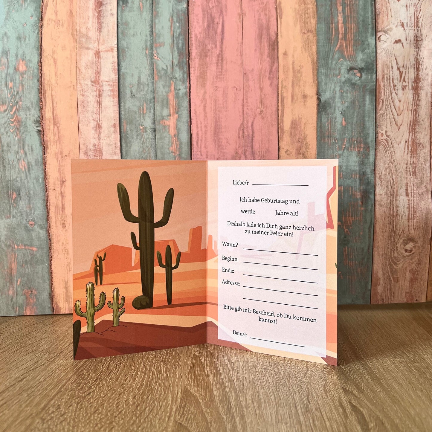 Einladungskarte als Klappkarte für Kindergeburtstag | Motiv Cowboy - MundS Design Shop