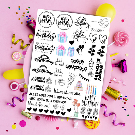 Kerzentattoos für den Geburtstag "Happy Birthday" | DIN A4 - MundS Design Shop