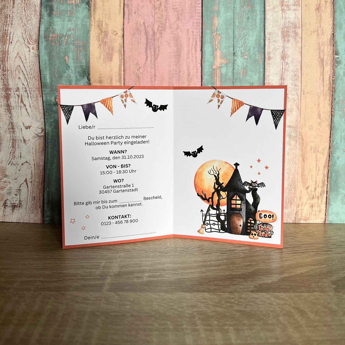 Einladungskarte Halloween Party für Kinder | Klappkarte - MundS Design Shop