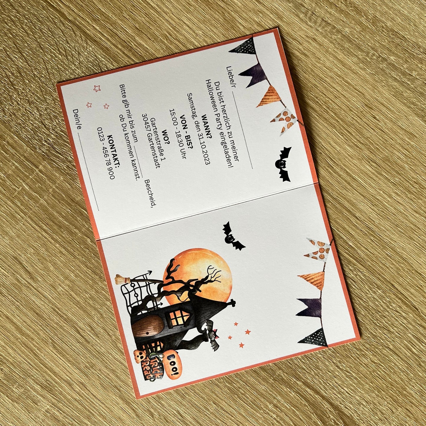 Einladungskarte Halloween Party für Kinder | Klappkarte - MundS Design Shop