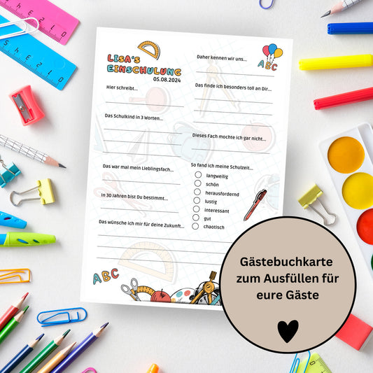 Gästebuchkarten für die Einschulung als Andenken / Erinnerungen - A5 - MundS Design Shop